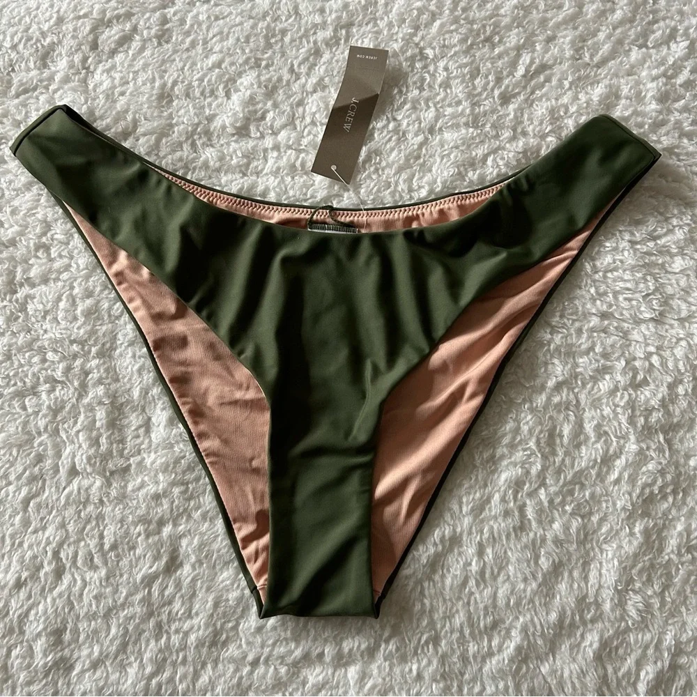 J. Crew Curved Waist Cheeky Bikini Bottom Safari Green Size Medium NWT